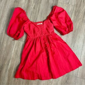 Maeve by Anthropologie scarlet puff sleeve mini dress